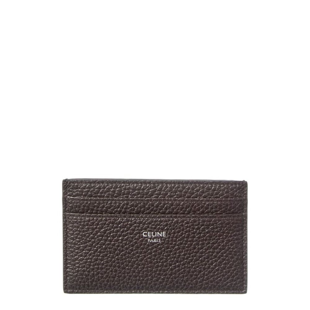 Celine Logo Leather Card Case, Brown